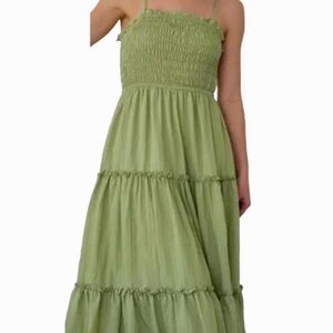 SOLD Blu Pepper Green Smocked Tiered Sundress